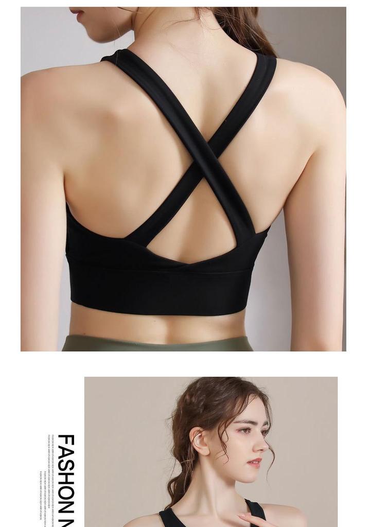 Plus Size Cross-Back Shockproof Sports Yoga Bra with Underarm Slimming Fit