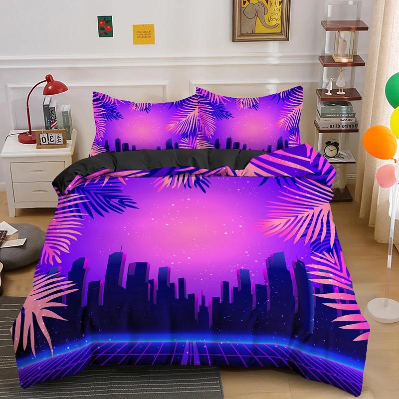 Abstract Modern Retro Neon Duvet Cover Set Single Double King Queen Size Geometic Bedding Set With Pillowcase Bedclothes 2/3Pcs