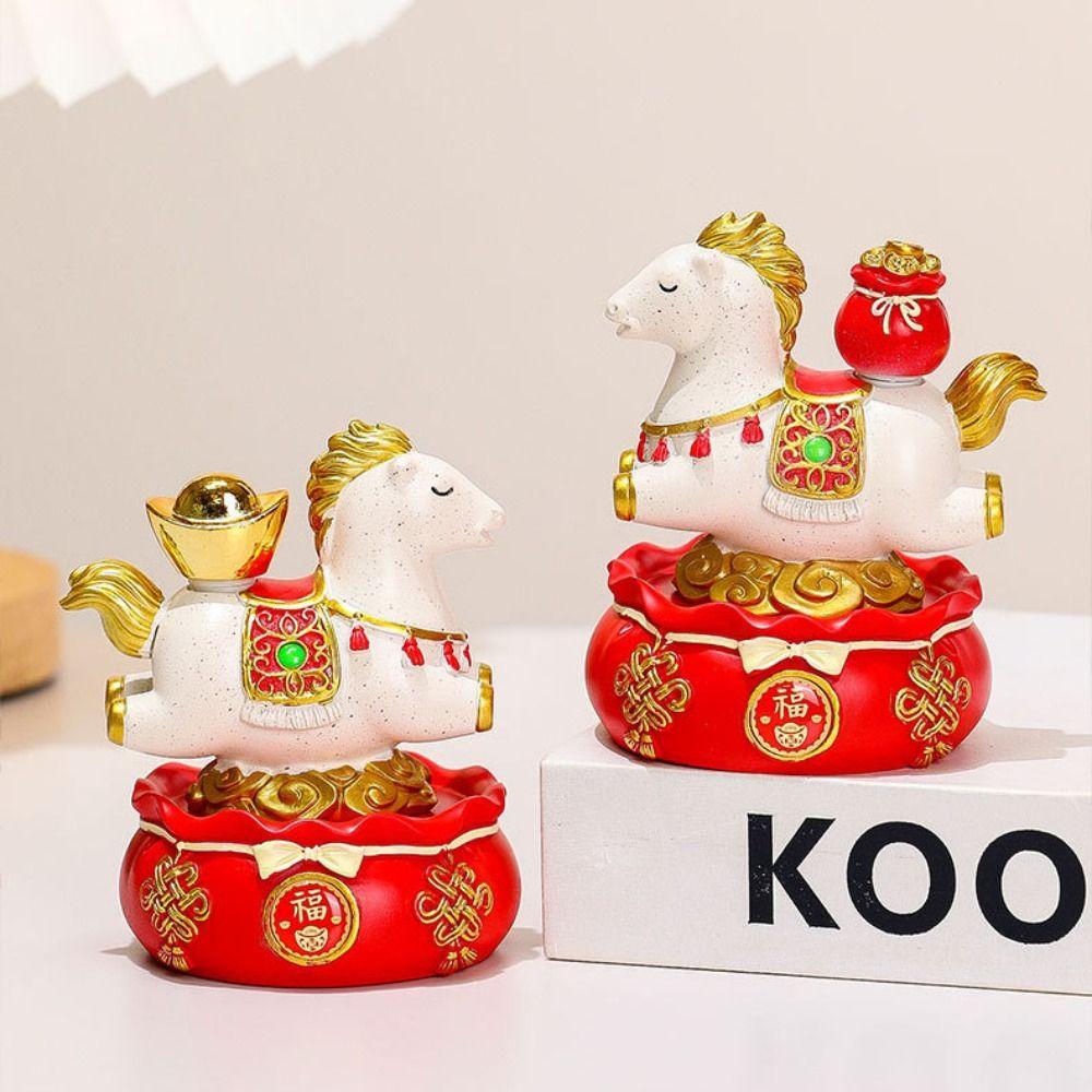 Desktop-Ornament Neujahrsmaskottchen Miniatur Chinesischer Stil Tierkreiszeichen-Ornamente Pferdefigur Bücherregal