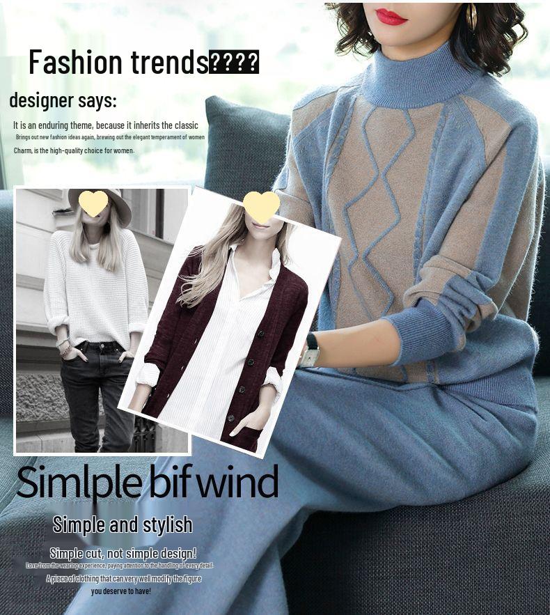 Mom's Casual Knit Wide-Leg Pants Set - Plus Size Autumn/Winter Sweater for Women