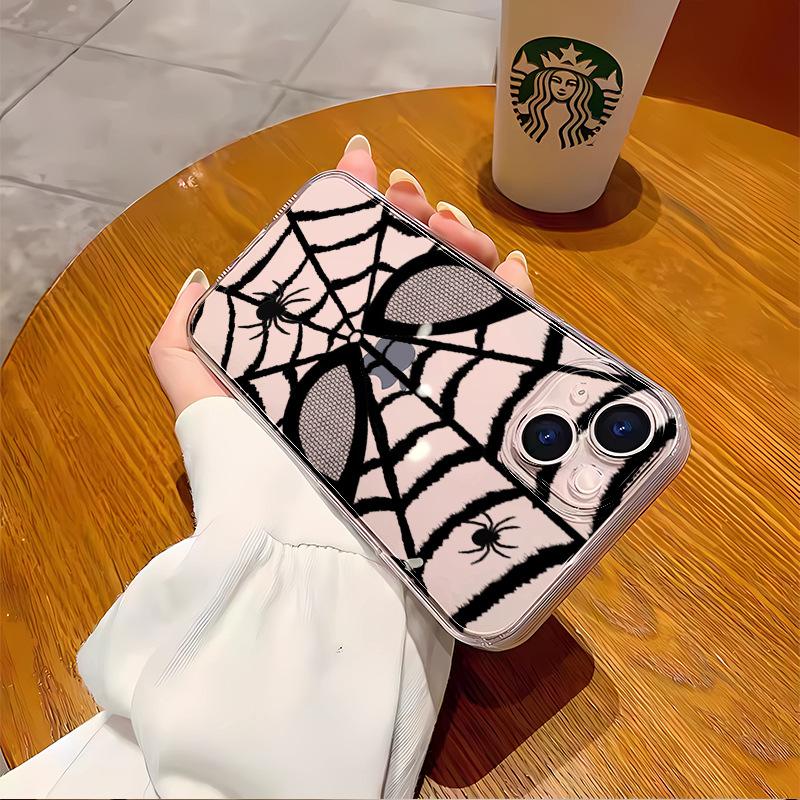 Foreign trade explosion spider web is suitable for iPhone16 light and thin all-inclusive transparent shell Apple 17promax soft shell protection