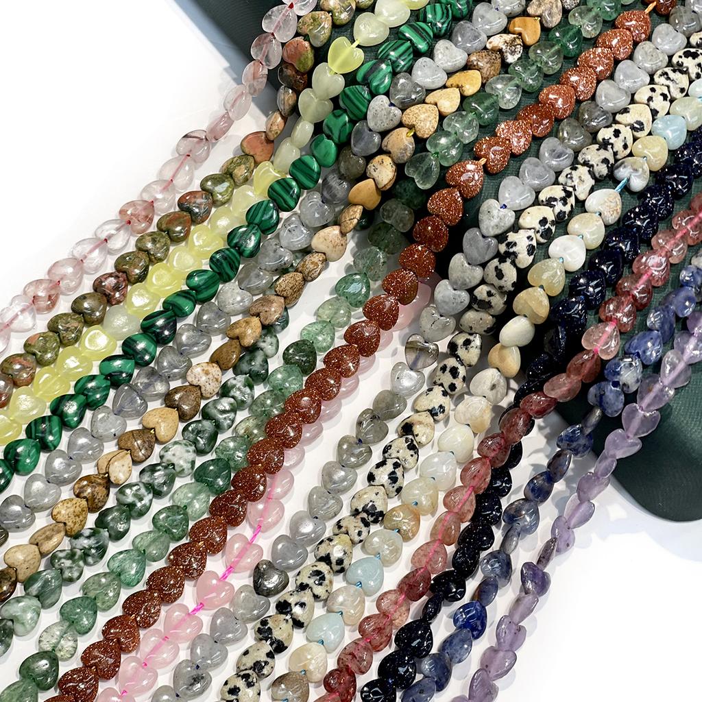 1 Strand Natural Stone Heart Beads 6.5×6.5mm, 38cm Loose Heart Beads For DIY Bracelet Necklace Jewelry Making