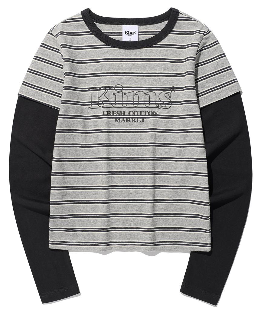 Kimseupeulesikoteunmakes Marine Stripe Ls Tee Charcoal