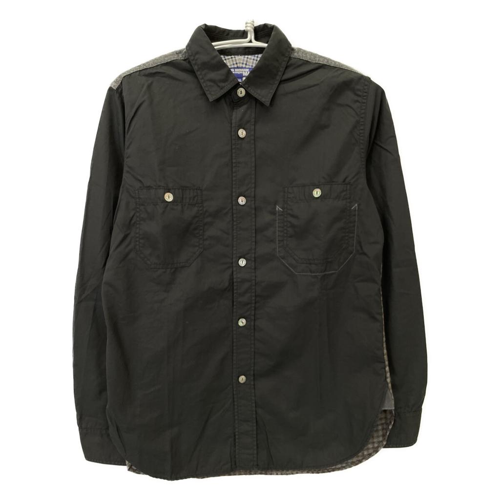 JUNYA WATANABE MAN WD-B022 Black Cotton Broad Wool Flannel Check Long Sleeve Shirt tops XS blackUsed