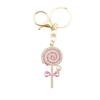 Cute Patchwork Rainbow Candy Rhinestone Lollipop Bag Keychain Creative Sweet Backpack Pendant Car Ornament Party Gift