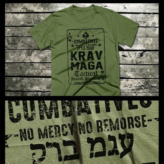 Krav Maga T-shirt Special Forces Military Martial Arts Combat Card XL green