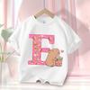 Capibara Cute T-shirt Kids Anime Capybara Letter A-Z Tees Girls Summer Short Sleeve Cotton Tops Children Clothes Gift Hot Sales