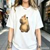 Cute Capybara Orange Print Unisex Tshirt Casual Street Style Crew Neck Short Sleeve Tee For Daily Wear