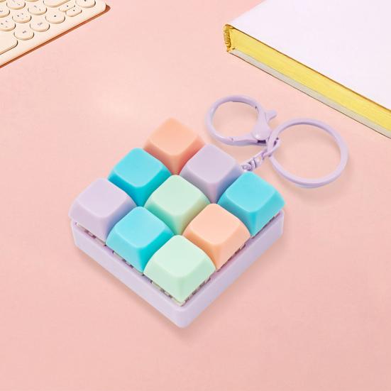 9-Keys Fidget Keyboard Keychain Stress Anxiety Relief Keyboard Clicker Keychain Portable