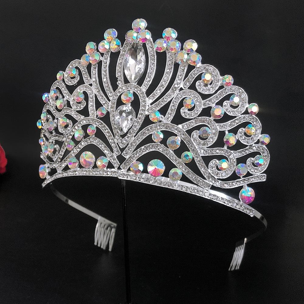Bridal Crown New Shiny Big Crown Crystal Rhinestone Exquisite Luxury Bridal Jewelry