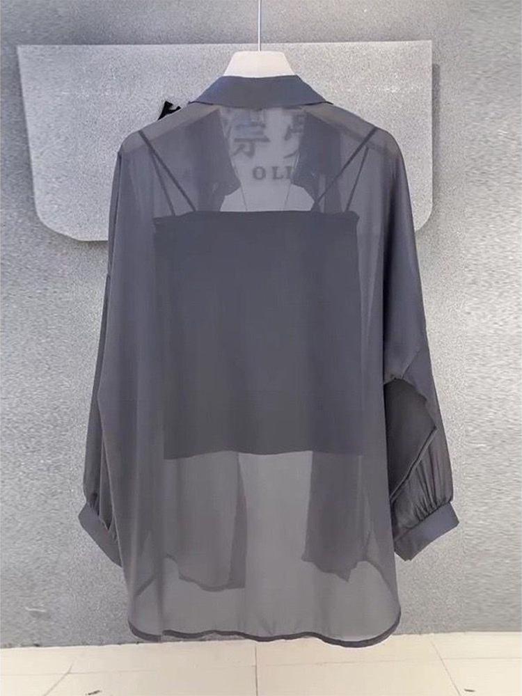 Hongkong Perlgarn Eisseide Sonnenschutz Damen Chiffonhemd - 2025 Sommer Strickjacke