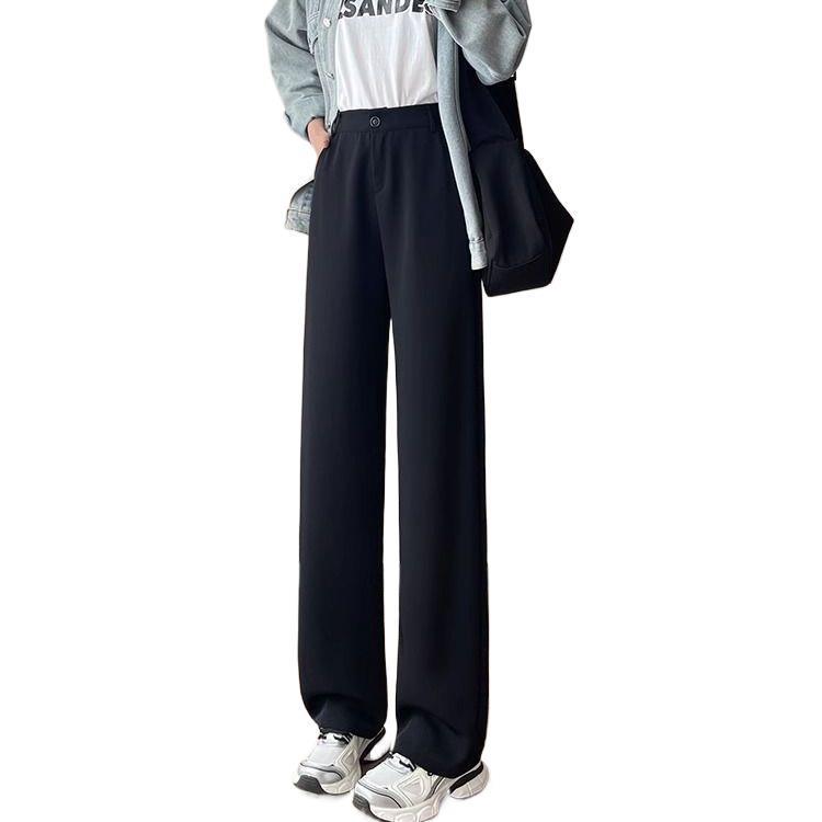 Schwarze High-Waist Straight-Leg Hosen für Damen, Slim Fit, für Frühling/Sommer 2026