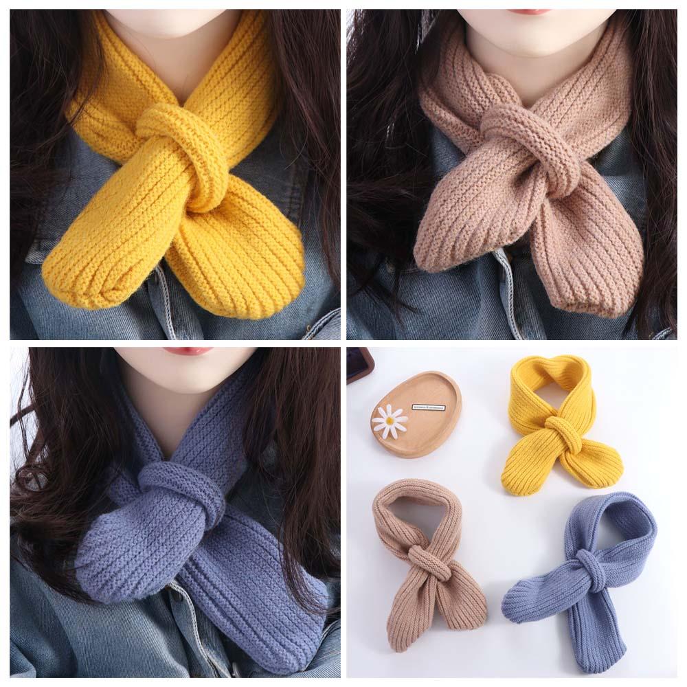 

Solid Color Kids Knitted Scarf Casual Winter Knit Scarves Simple Boys Girls Scarf Gifts бежевий