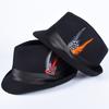 Feathers Fedora Hat Men 2026 Autumn Casual Short Sleeve Fedoras Elegant Gentleman Sombrero Hombre Black British Felt Top Hats