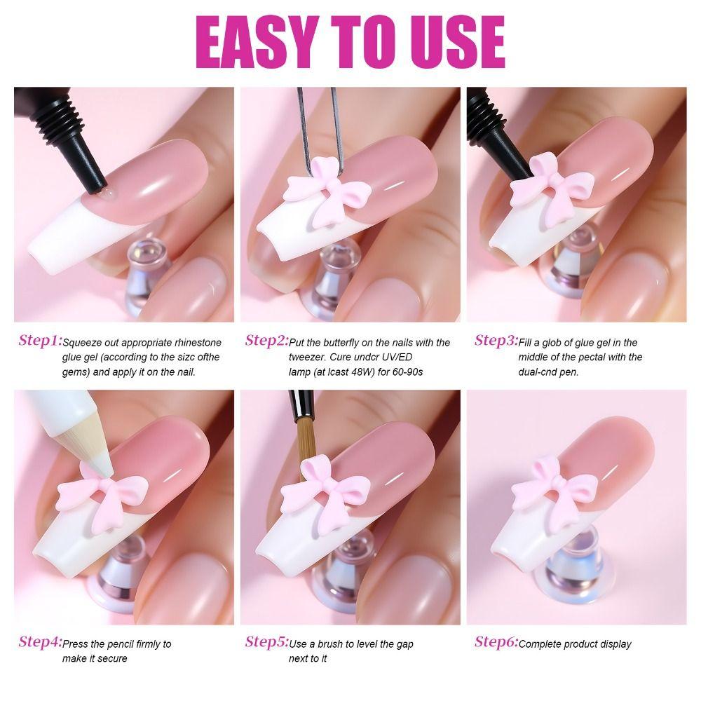 15Grids/Box Resin Nail Rhinestones Mixed Bowknot Pearl Heart Nail Art Decorations  DIY