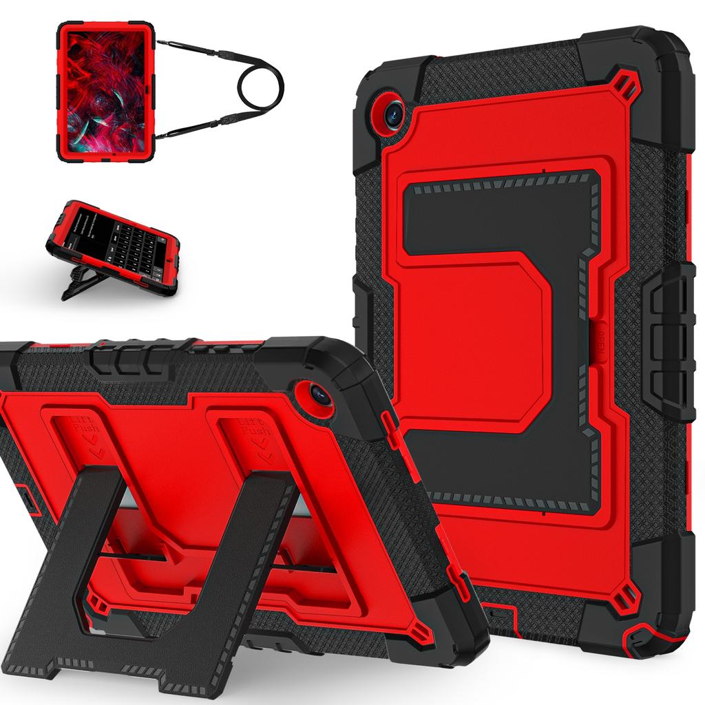 For Samsung Galaxy Tab A9+ Case with Kickstand Strap Anti Drop PC+Silicone Tablet Cover