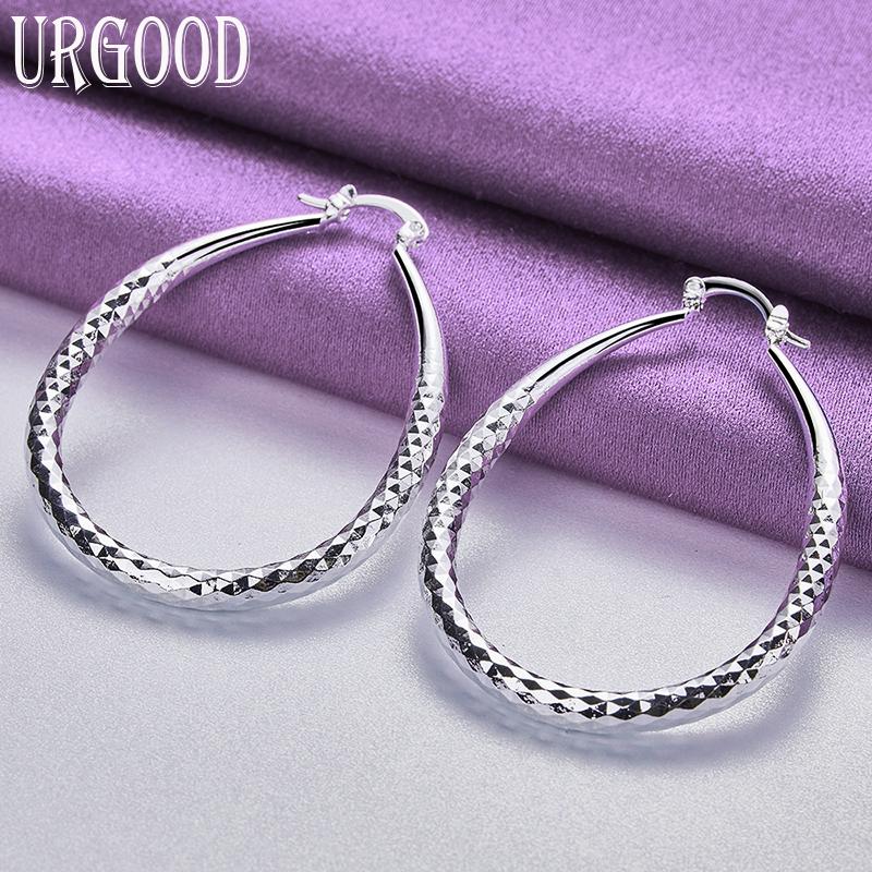925 Sterling Silver Diamond Texture Earrings for Wedding Fashion Jewelry