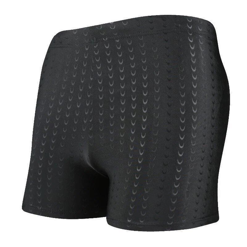 Adult Men, Summer Pure Black Plus Size, Professional Waterproof Quick-drying Bionic Fabric, Shark Skin Swimming Trunks