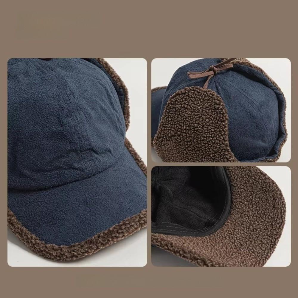Cozy Retro Bomber Hat Suede Material Warm Fleece Flying Hat Thickened Design Windproof Ear Fleece Hat Winter for Men and Women