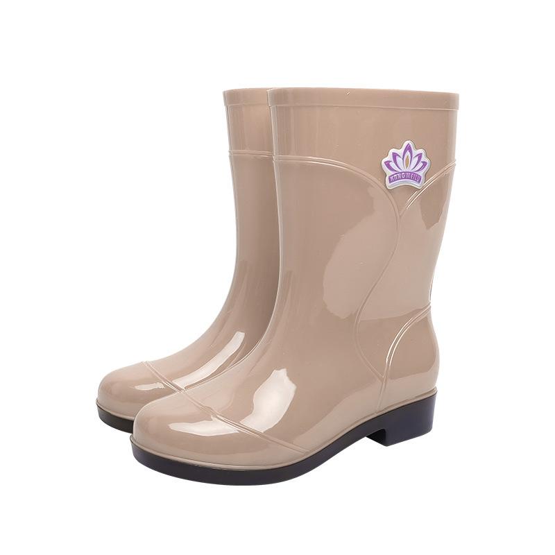 Water Shoes Velvet Cotton Women's Rain Boots Rain Shoes Anti-rubber Shoes Half Tube Water Boots Medium Tube Warm Explosion