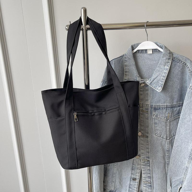 

Простая холщовая сумка-тоут большой вместимости для поездок на работу и отдыха, высокоценная литературная сумка на плечо для студенток колледжа чёрный