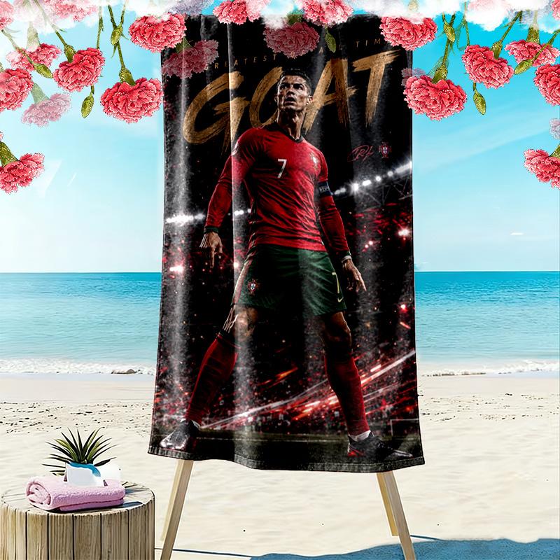 Asciugamano da Spiaggia con Stampa C Ronaldo, Asciugamano Grande Morbido ad Asciugatura Rapida per Spiaggia Campeggio Nuoto