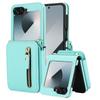 Applicable To Samsung Z Flip6 Mobile Phone Leather Case Z Flip5 Solid Color Card Zipper Change Bag Diagonal Strap Card Bag