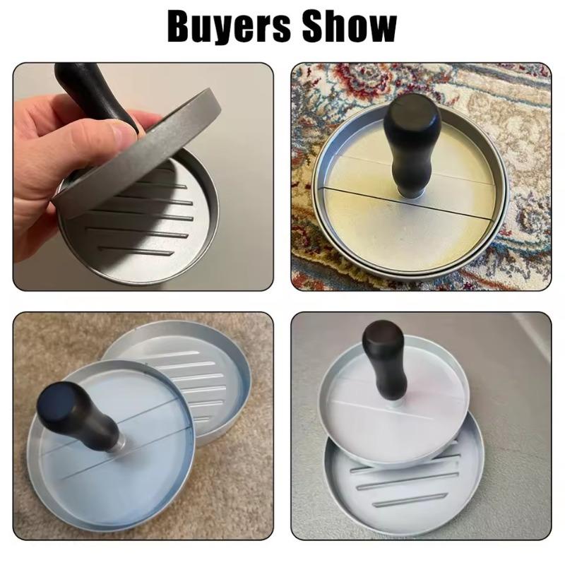 1PC Non-Stick Burger Press - Aluminum Hamburger Meat Tool & Patty Maker for Beef/Veggie Burgers, Kitchen BBQ