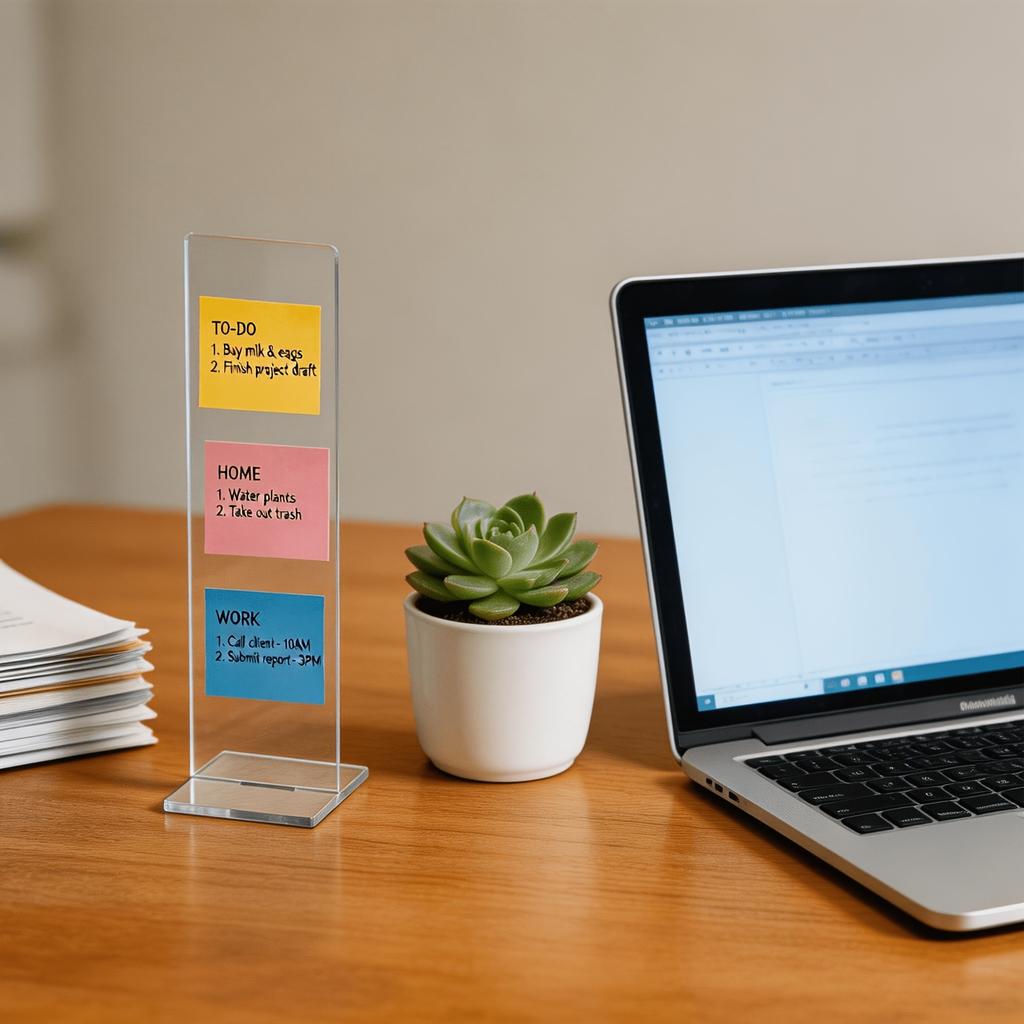 1pc of Detachable Transparent Acrylic Memo Board, Computer Screen Memo Clip Board, Message Board, Office Desktop Accessories