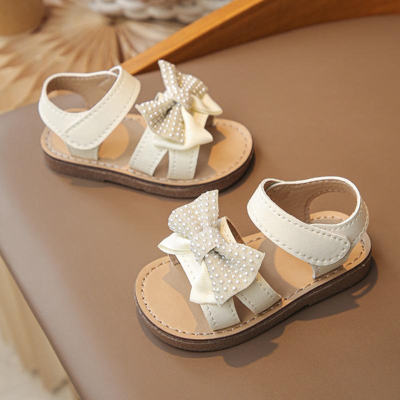 Girls' Bowknot Flat Sandals Casual Soft-Sole Beach Shoes for Toddlers & Children Elegant Cute Girls Shoes Bow Shoes