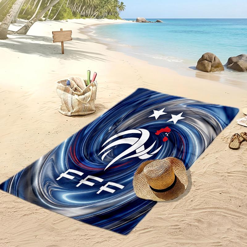 France Football Print Beach Towel Quick Dry Super Absorbent Soft Bath Towel for Swimming Beach Travel Fan Souvenir Gift
