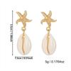 Bohemia Fashion Gold Color Spiral Conch Starfish Freshwater Pearl Dangle Earrings for Women Summer Beach Vacation Jewelry Gifts