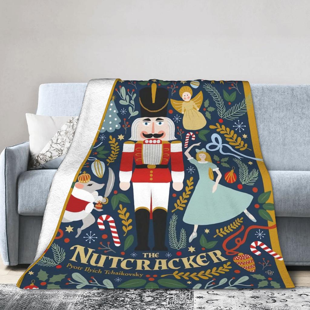 Christmas Nutcracker Flannel Blankets Spring  Soft Throw Blanket for Girls Boys Living Room Print Bedspread Sofa Bed Cover