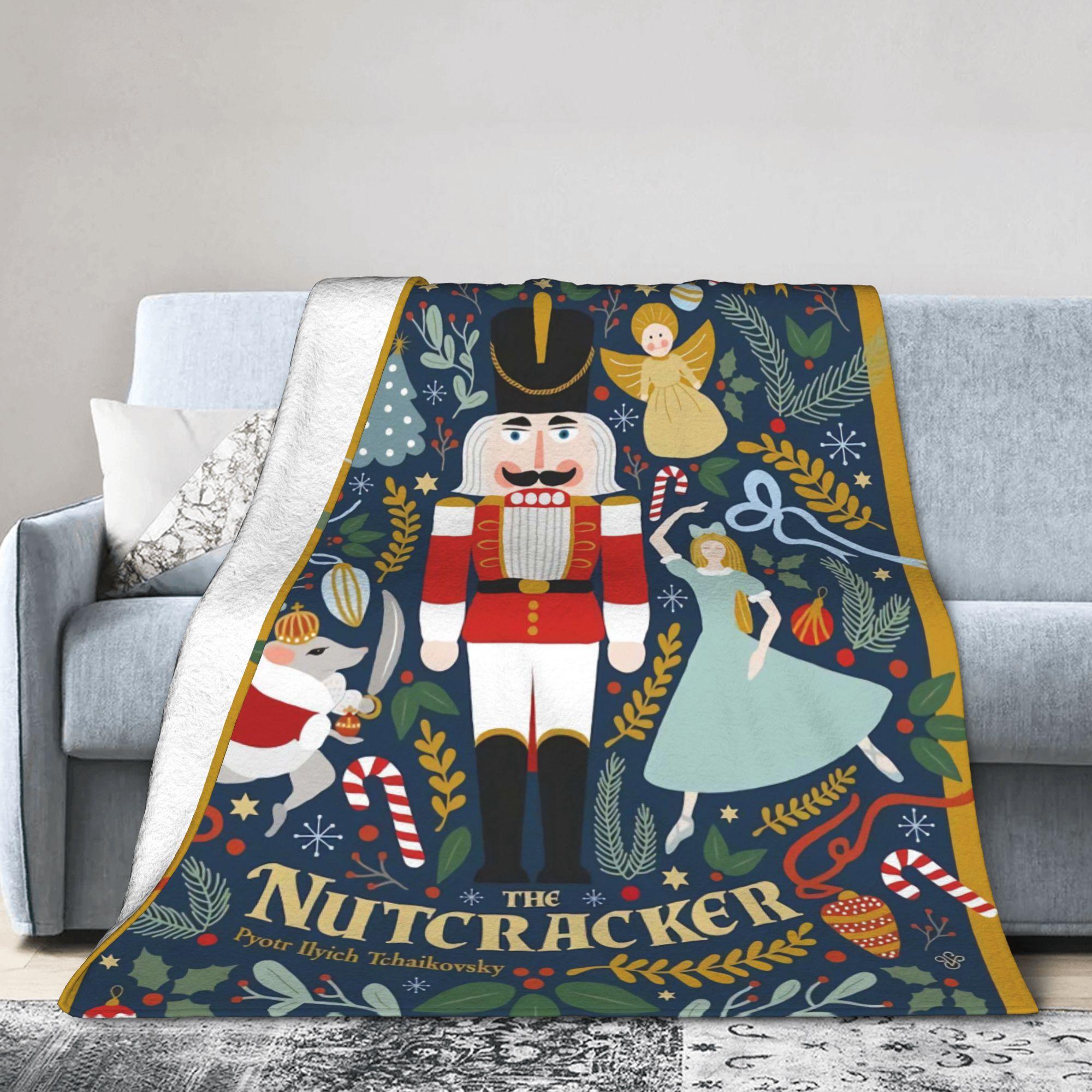 

Christmas Nutcracker Flannel Blankets Spring Soft Throw Blanket for Girls Boys Living Room Print Bedspread Sofa Bed Cover 30x40in