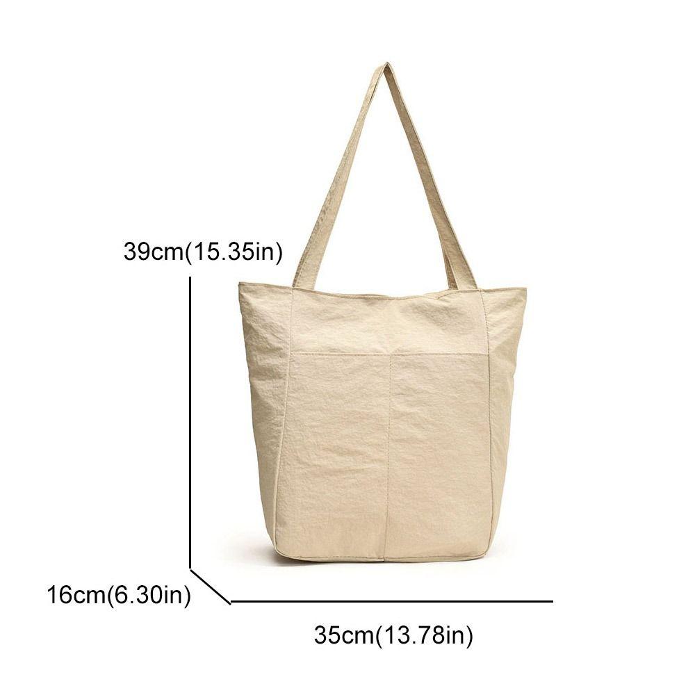 Solid Color Large Capacity Tote Bag Lightweight Zipper Commute Bag Single Shoulder Bag  Outdoor