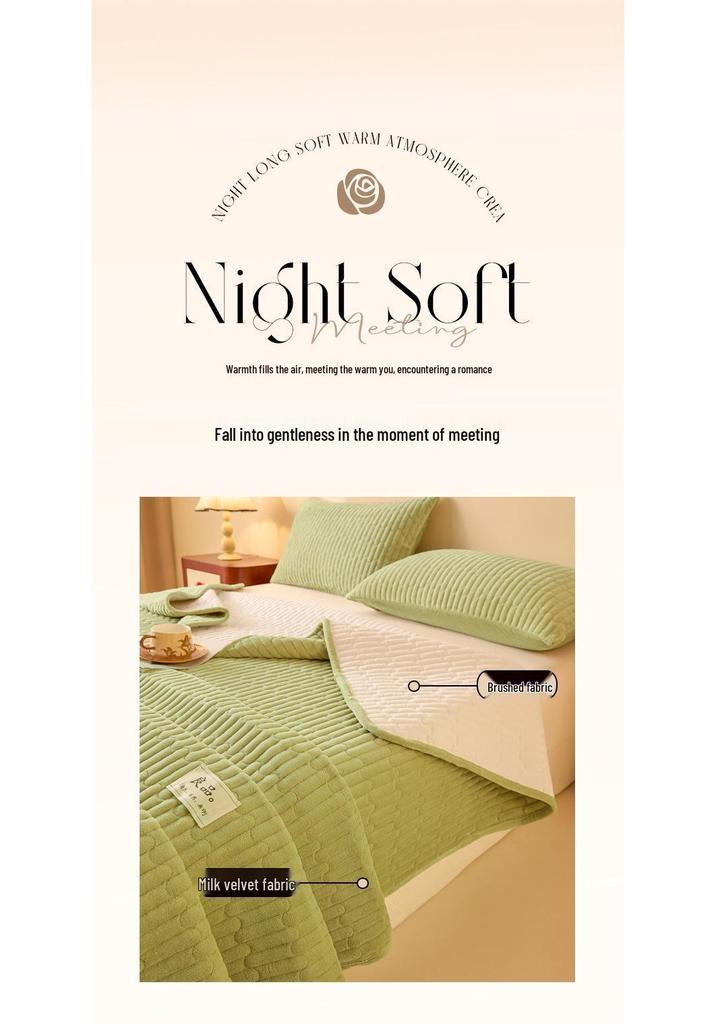 Class A Quilted Fleece Single Bed Cover – Thick, Non-Slip, Dustproof Tatami Bedding Cover