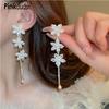Pinkdudu New Tassel White Flower Dangle Earrings Korean style Resin Beads Long Drop Earring PD1886