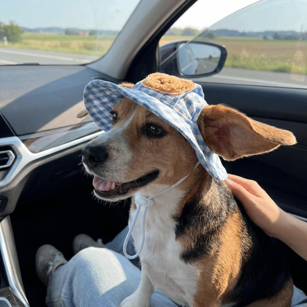 Adjustable Dog Fisherman Hat Cartoon Pattern Dog Visor Hats Pet Sun Hat Spring Summer