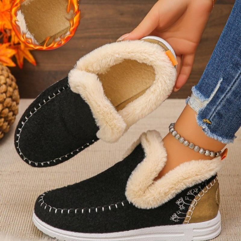 Fashion 2025 New Plus Size Snow Boots Fashion Flat Warm Plus Velvet Cotton Boots