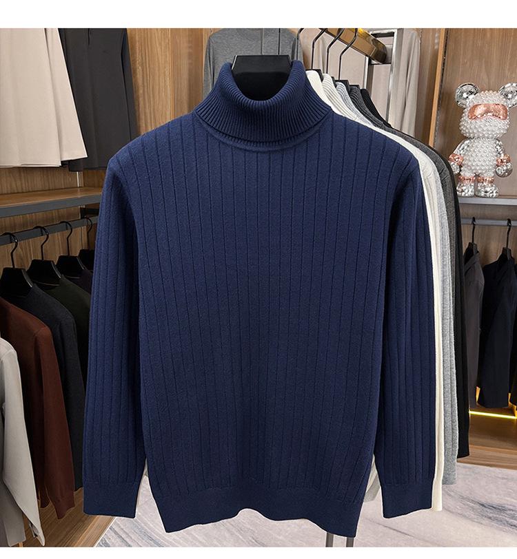 Men's High-Neck Knitted Sweater: Warm, Casual, Stylish Pullover for Winter