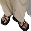 2025 Summer Women's Thick Sole Leopard Print Slippers Buckle Wedges Sandals Casual Outdoor Daily Shoes Fashionable & Comfortable