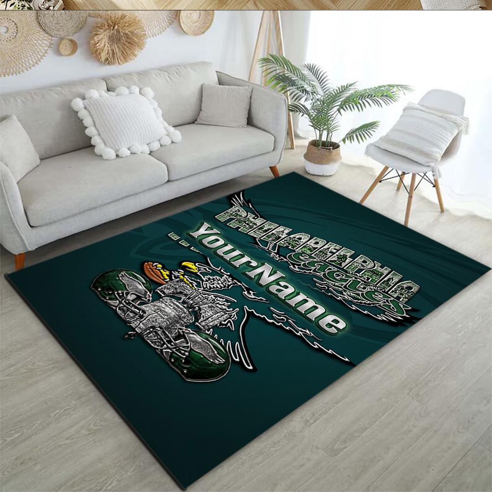 Philadelphia Eagles Customized Name Carpet Design For Game Room Dormitory Dining Room Balcony Antislip Rug Anime Office Decor