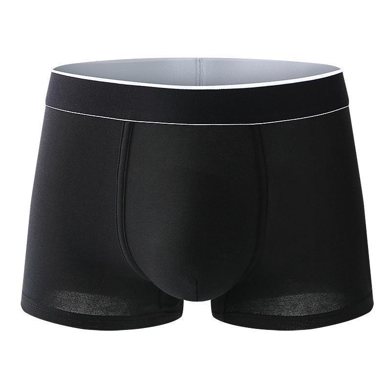 Men's Spring and Summer New Solid Color 10A Antibacterial Mid Waist Flat Angle Underwear