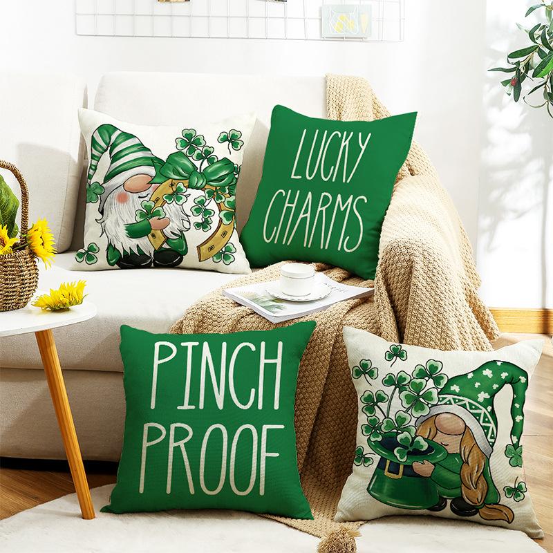 Neuer Buchstaben-Print St. St. Patrick's Day Kissen Grün Sofa Dekokissenbezug
