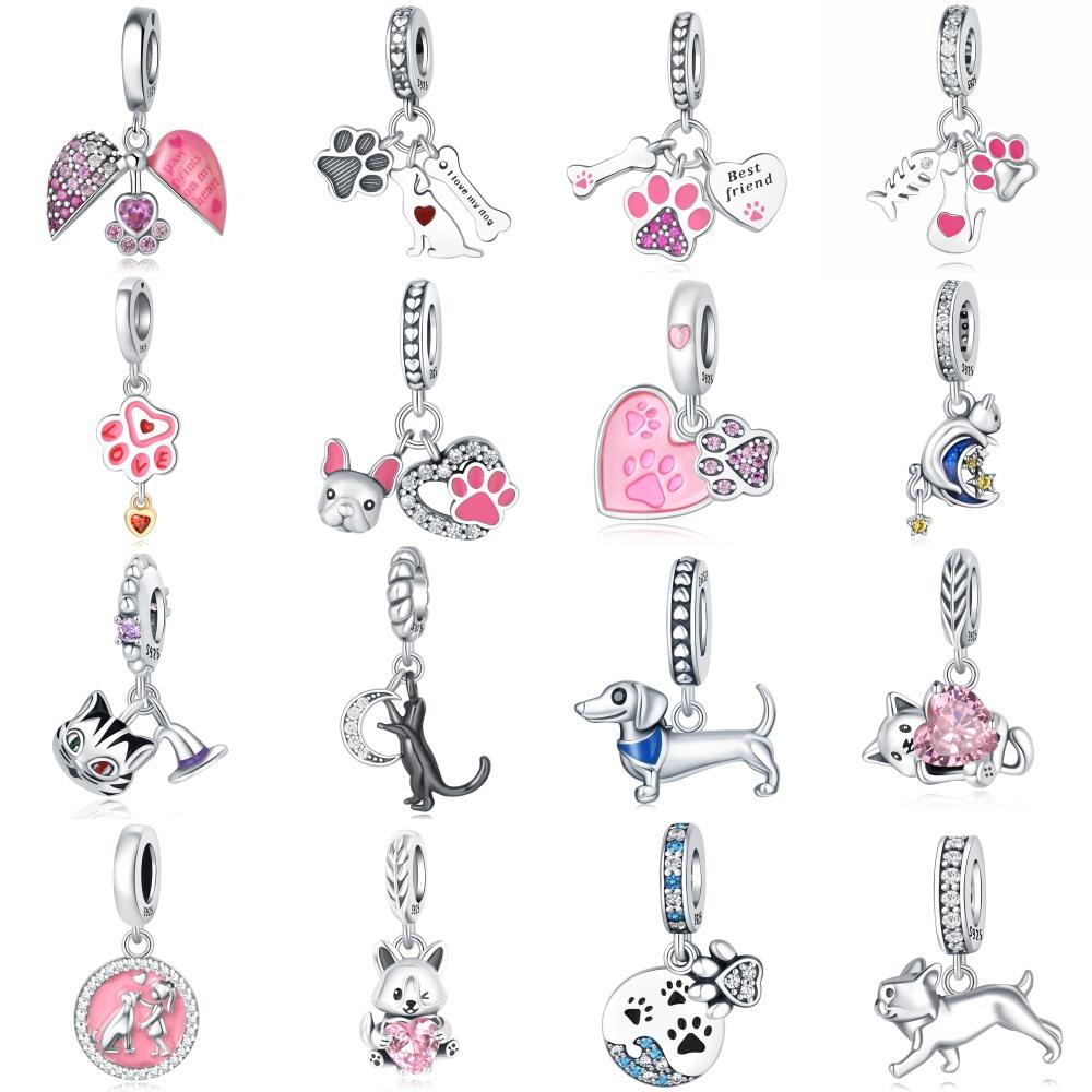 Copper Cat Dog Paw Prints Series Pendant Charms Beads Fit Original Wear Braceletsdiy Jewelry Accessory