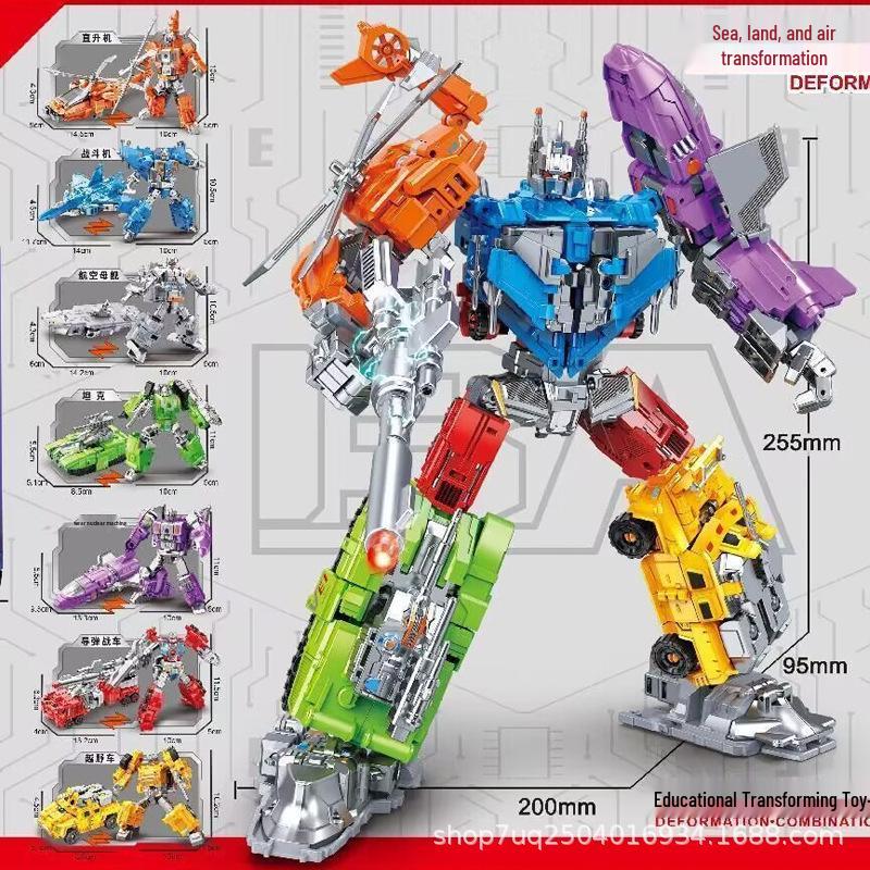Children's 6-in-1 Police Car Transformers: Assembled Robot & Tank Toy Set