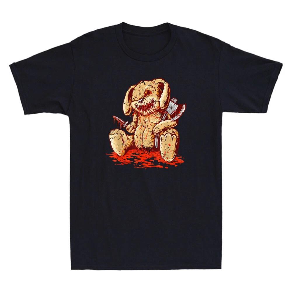 Men s and Women s T-shirts Creepy Bloody Rabbit Doll Carrying Axe Amp And Dagger Vintage Gift S