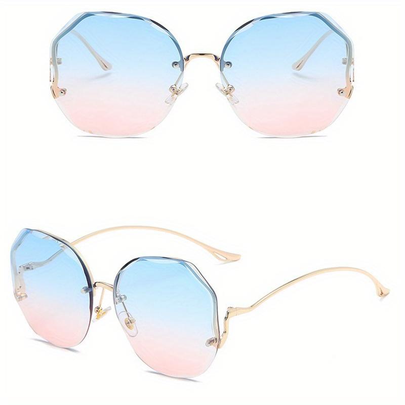 3 buc. Ochelari de soare rotunzi rotunzi cu gradient de moda pentru femei Ochelari de soare fără montură din metal