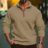 2026 CrossTUME Men's Autumn/Winter Solid Color Half-Zip Stand Collar Long Sleeve Hoodie Jacket