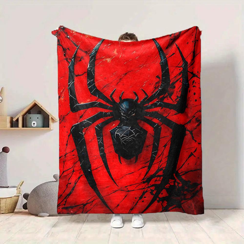 1pc Spider Symbol Blanket, Lightweight Flannel Throw Blanket for Sofa, Bed, Travel, Camping, Living Room, Office, Couch088